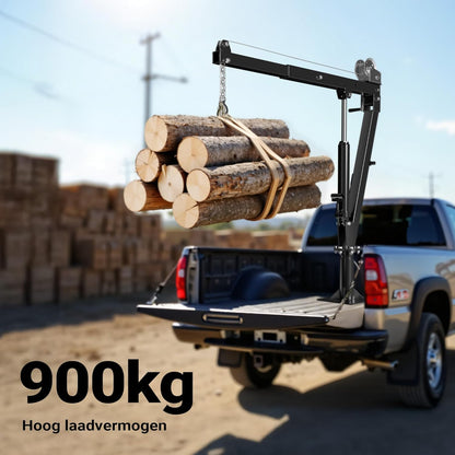 Pick-up kraan 900kg en 360° draaibaar met kabellier, standvoet, inklapbaar