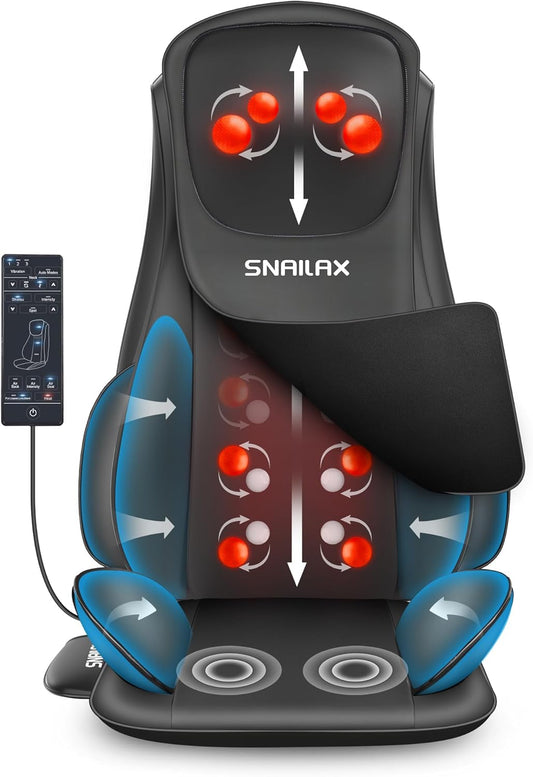 Snailax Verbeterd Shiatsu massagekussen met warmte, massagekussen met compressie, kneden, trillingen, full-body massageapparaat voor rug, nek, schouder, rugmassageapparaat, geschenken