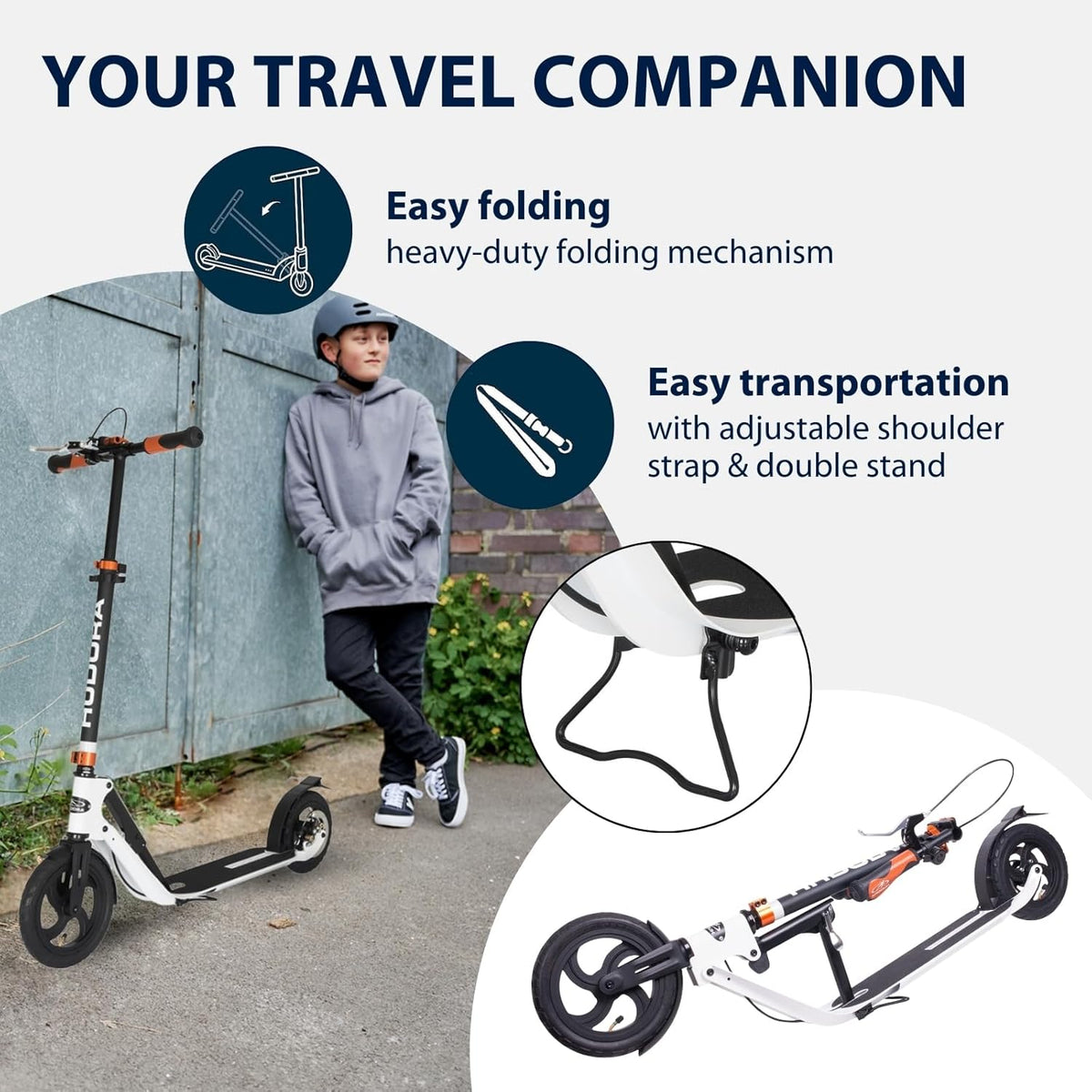 Hudora BigWheel Air Dual Brake Luchtbanden-scooter - Big Wheel Scooter met handrem - step luchtbanden - City Scooter