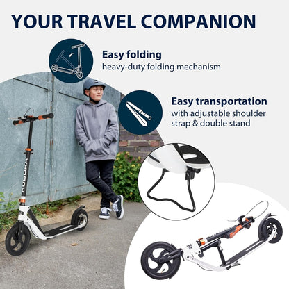 Hudora BigWheel Air Dual Brake Luchtbanden-scooter - Big Wheel Scooter met handrem - step luchtbanden - City Scooter