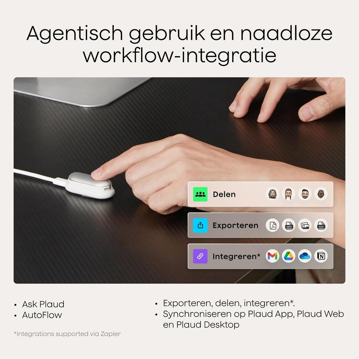 Plaud NotePin S AI spraakrecorder met een tactiele opnameknop voice recorder AI-notitieapparaat AI-transcriptie en samenvatting ondersteunt audiorecorder voor vergaderingen (Lunar zilver)