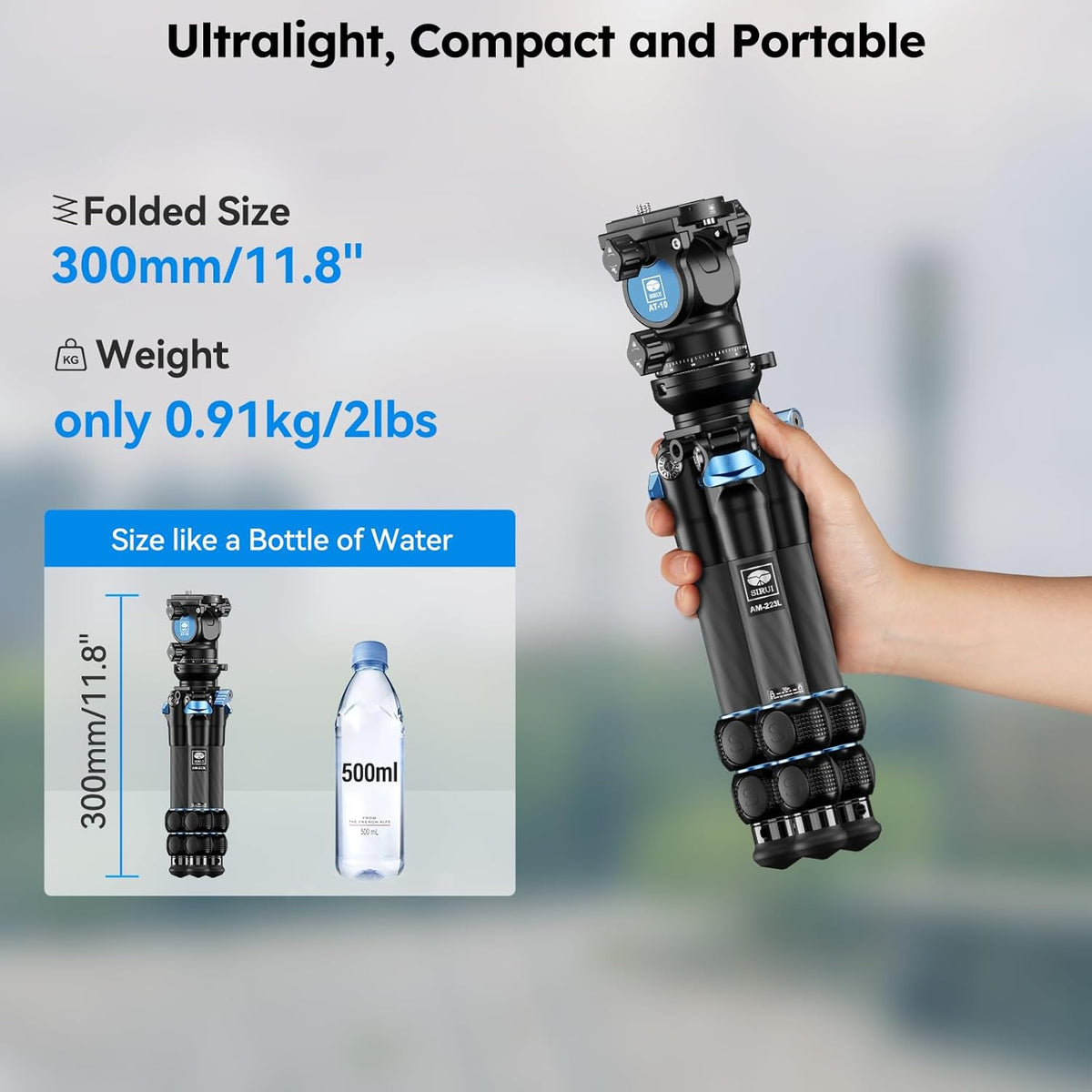 Mini Videostatief – Statief – Tafelstatief – Camerastatief – Reisstatief – Koolstofvezel – Nivelleringsbasis 15° – 360° Panorama Fluid Head