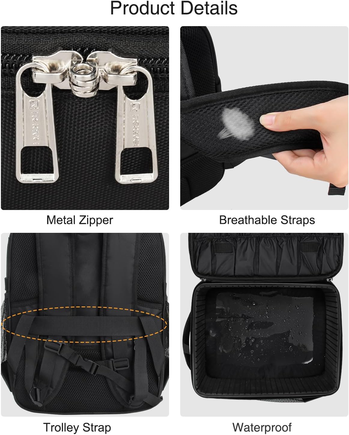 Cosmeticakoffer Rugzak Zwart – Make-upkoffer – Beautycase – Make-up Organizer – Visagiekoffer – Extra Groot 3 Laags – Waterdicht Oxford Materiaal