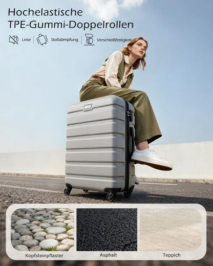 COOLIFE hardcase-koffer Trolley Rollkoffer reiskoffer hardshell Boardcase handbagage met TSA-slot en 4 wielen, Helder zilver., Koffer-Set