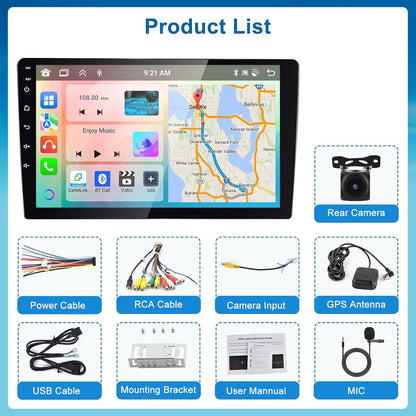 podofo autoradio, 8 kernen, 2-DIN autoradio, iOS, CarPlay, Android autoradio, 4 + 64 G, dubbele DIN 9 inch, 1280p IPS, touchscreen, stereo-radio met 32EQ DSP GPS, navigatie, wifi, Android auto en