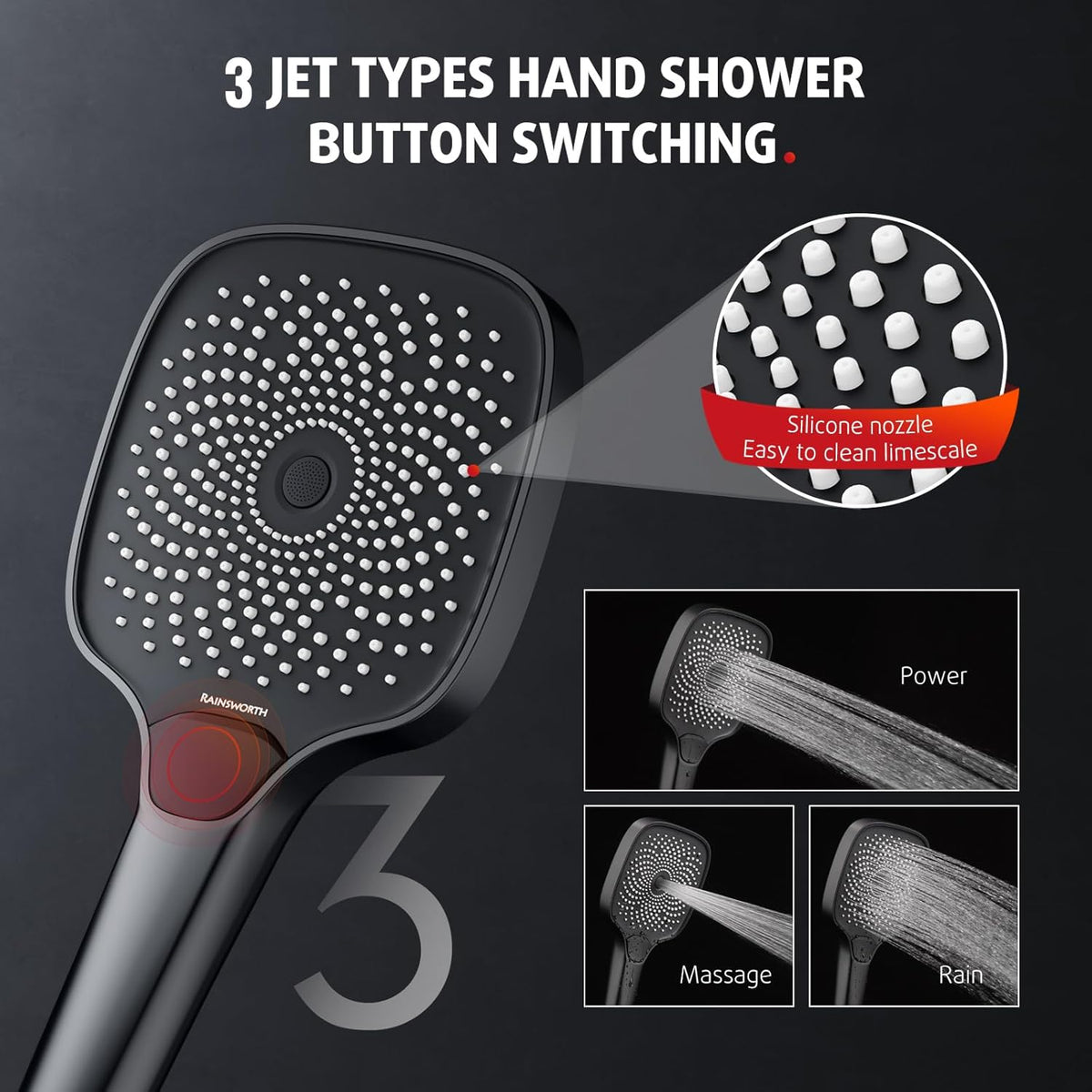 Douche Systeem – Thermostaat Douche Set – Regendouche – Handdouche – Douchekraan – Glazen Plank – Mat Zwart – In Hoogte Verstelbaar – Watervaluitloop
