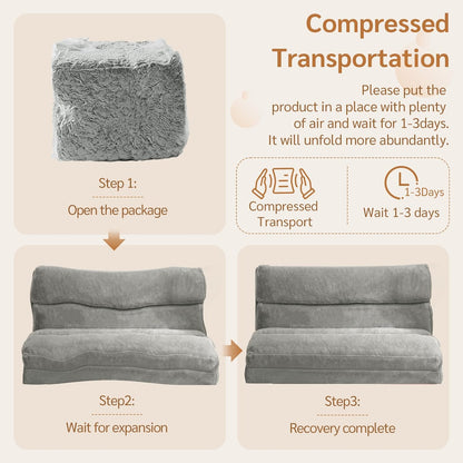 Maxyoyo Bean Bag Bed Foldable Sofa Floor Mattress for Adults, Extra Thick 6 Way Folding Sofa Sofa Bedroom Living Room Grey 75x240cm