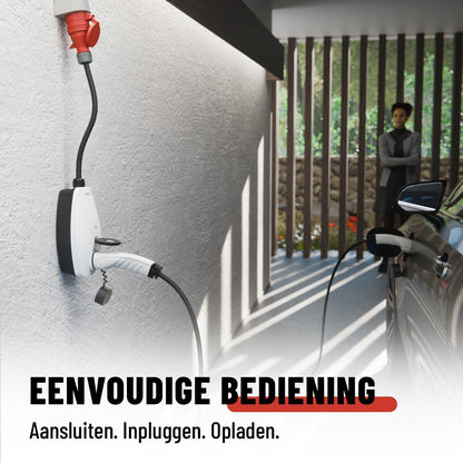 ABSINA Mobiele Wallbox 11kW 16A met App-bediening - Wallbox met CEE-stekker, RFID & instelbare laadsnelheid - Elektroauto Wallbox 3-fasen voor i3, e-Up, ID.3, ID.4, Zoe, fortwo UVM - Wallbox CEE