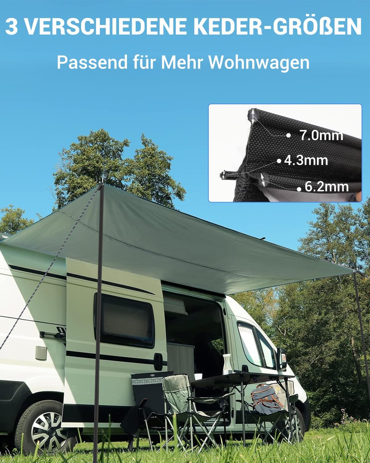 SUPAREE Caravan Luifel Auto Camping Luifels (Blauw, 3.5x2.4m)