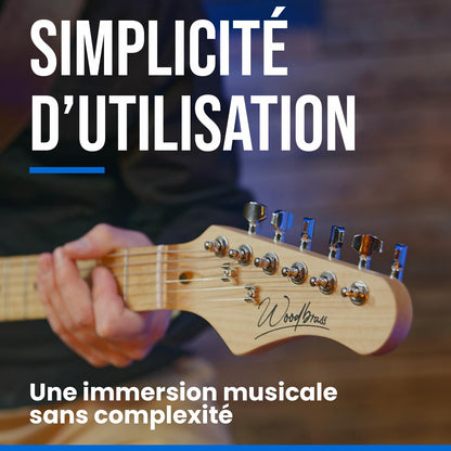 Woodbrass ST100 elektrische gitaar, wit - veelzijdige gitaar ideaal voor beginners - ST Shape Body - Amerikaanse linden toets - Rock, Pop, Funk, Country, Hard, Metal Style