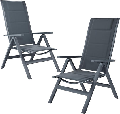 JUMMICO Ligstoel voor buiten, met 7 hoogte-instellingen, opvouwbaar design, gevoerd kussen, 1,5 cm, met hoofdsteun en lendensteun, maximale belasting 160 kg, voor tuin, binnenplaats, balkon, zwembad
