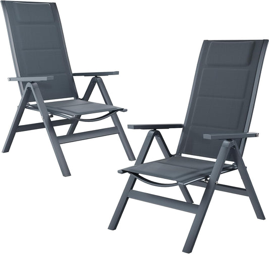 JUMMICO Ligstoel voor buiten, met 7 hoogte-instellingen, opvouwbaar design, gevoerd kussen, 1,5 cm, met hoofdsteun en lendensteun, maximale belasting 160 kg, voor tuin, binnenplaats, balkon, zwembad