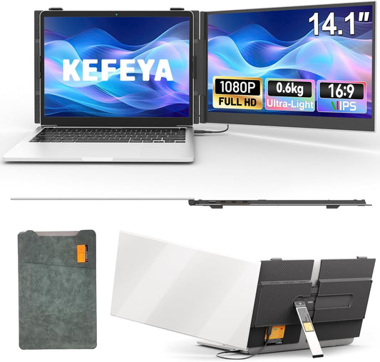 Draagbare Monitor – Portable Monitor – Laptopscherm Uitbreider – Extra Scherm Laptop – Slim Lichtgewicht – 14,1 Inch Full HD – Verstelbare Stand