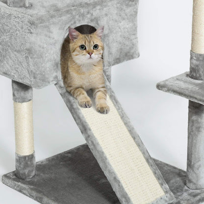 Kattenboom – Krabpaal – Kattenbomen – Kattenkrabberpost – Klimtoren – 210 cm Hoogte – Unieke Golvende Glijbaan – Stabiele Basis Met 6 Niveaus