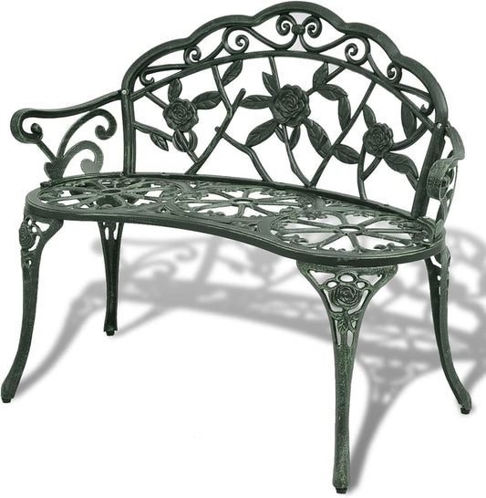 Furniture Decoration Garden Bench 100 cm Green Cast Aluminium for Indoor and Outdoor Furniture for Living Room Office - QUORE