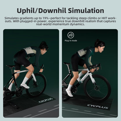 CYCPLUS R200 Smart Indoor Bike Trainer, 2200 W borstelloze motor, 19% gradiëntsimulator, BLE & ANT+ Dual Mode, Virtueel schakelen, Simulatie bergopwaarts en bergafwaarts, super stilte voor realistisch