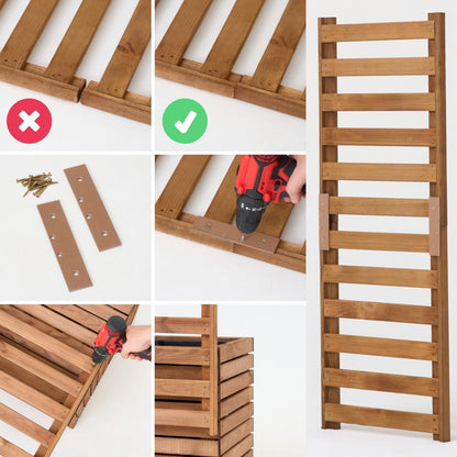 Trellis Planter with Planter, Wooden Flower Box for Garden, Balcony, Patio, Raised Bed with 18 L Plastic Plant Insert (Horizontal Brown, 98 x 36 x 35 cm H115) - QUORE