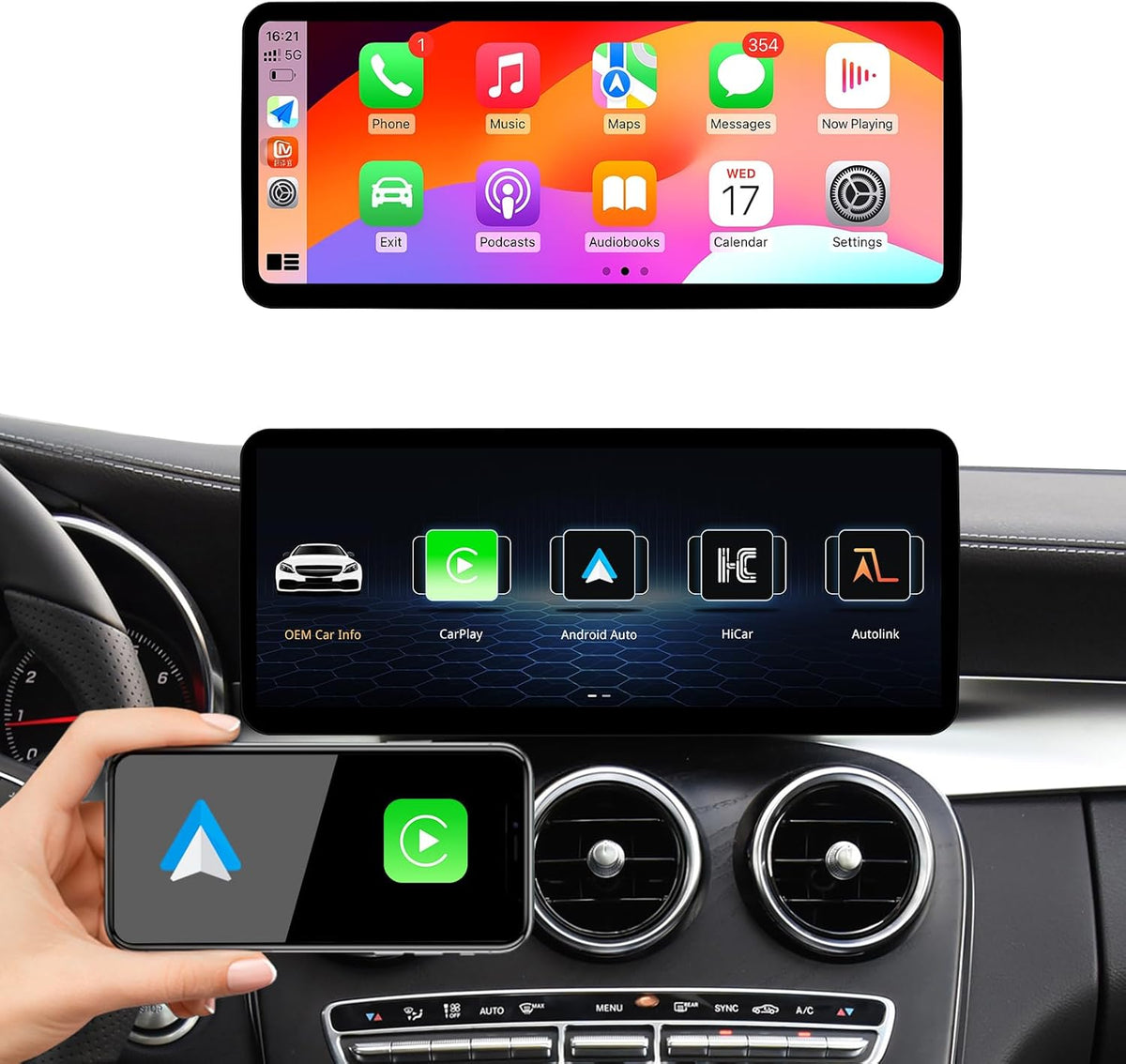 Multimedia Speler – Auto Radio – Navigatiesysteem – Touchscreen Display – Bluetooth Module – 12,3 Inch Ultradun – CarPlay & Android Auto Ondersteuning