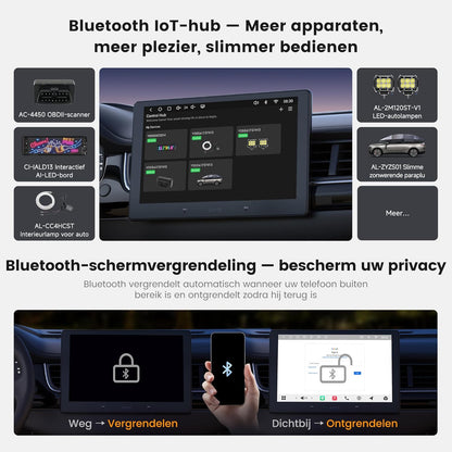 ATOTOZONE A7 Android Double Din Autoradio, 9" 4+64GB Octa‑Core, Draadloze CarPlay & Android Auto, Wi‑Fi/USB/BT, SCVC & LRV, Hi‑Fi  DSP met 4 V Pre‑Outs, AI Chat & GPS‑Tracking