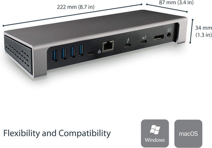 StarTech.com Thunderbolt 3 Dock - Dual Monitor 4K 60Hz TB3 Laptop Docking Station met DisplayPort - 85W Power Delivery Charging - 6-Port USB 3.0 Hub, SD 4.0, GbE, Audio - Windows & Mac