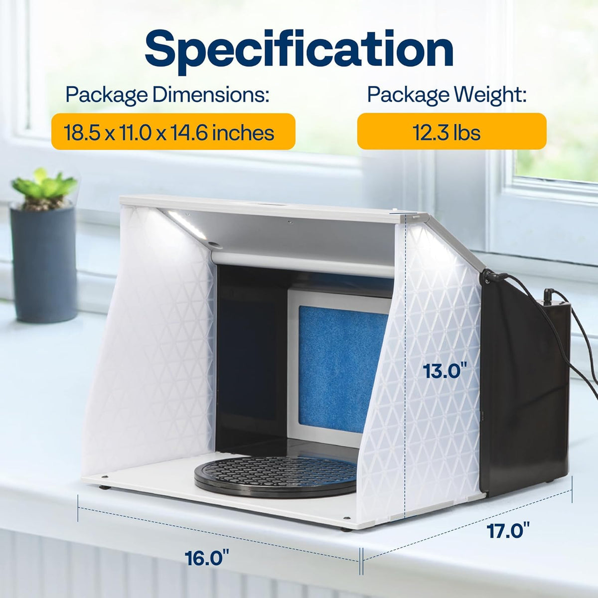 VIVOHOME Airbrush Verfspuitcabine met Dubbele Ventilatoren Draaitafel met 4 Led-lampjes en Filterslang Draagbare Airbrushcabine voor het Schilderen van Modelbouw