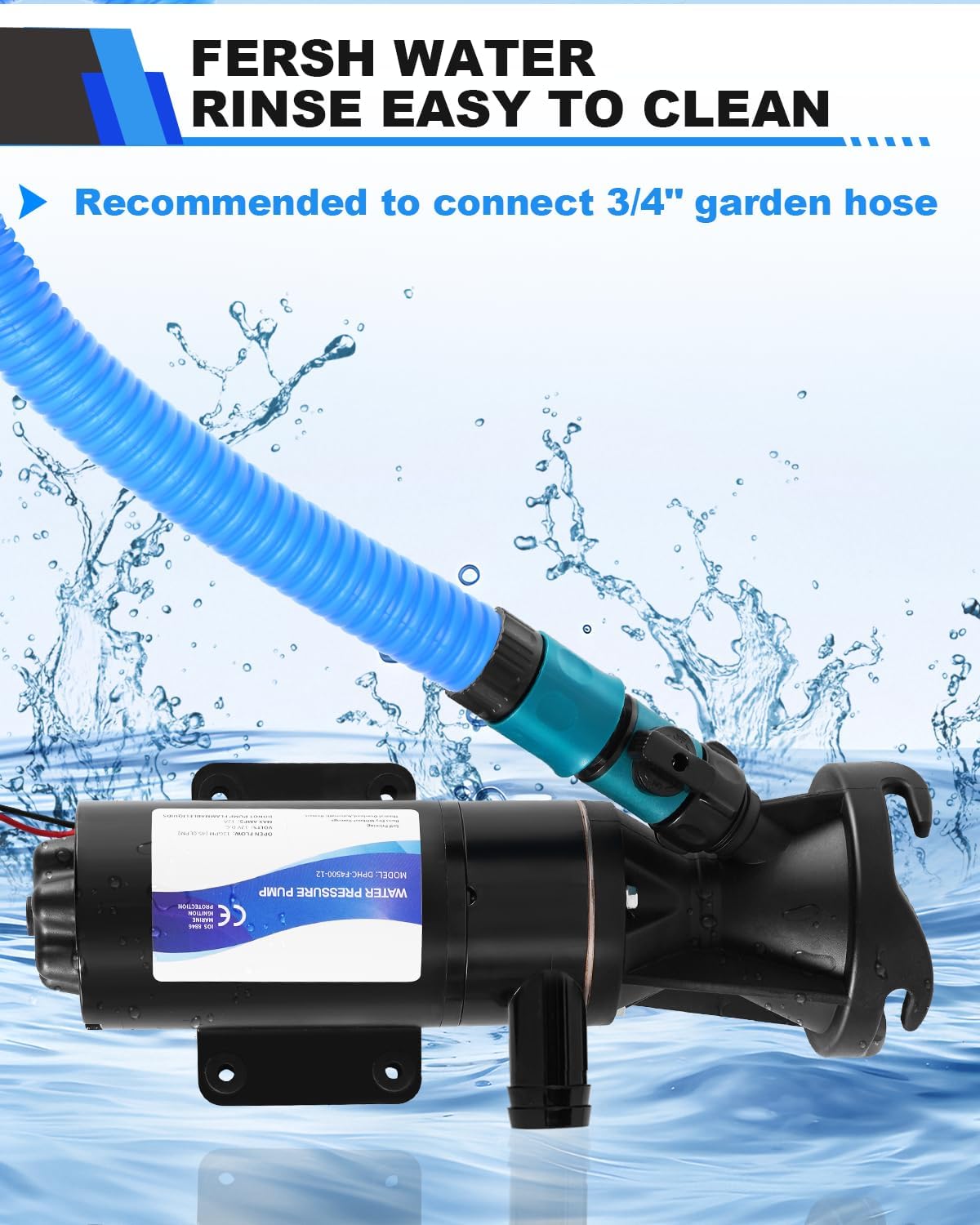 YUCHENGTECH 12V Afvalwaterpompen 12GPM Zelfaanzuigende Vuilwaterpompen,45 l/min 144 W, Fecaliënpomp 12V met Versnipperaar RV Versnipperingspomp voor Campers, Schepen, Jachten, Boten