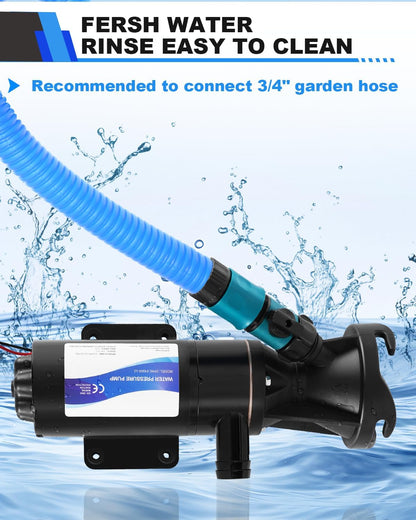 YUCHENGTECH 12V Afvalwaterpompen 12GPM Zelfaanzuigende Vuilwaterpompen,45 l/min 144 W, Fecaliënpomp 12V met Versnipperaar RV Versnipperingspomp voor Campers, Schepen, Jachten, Boten