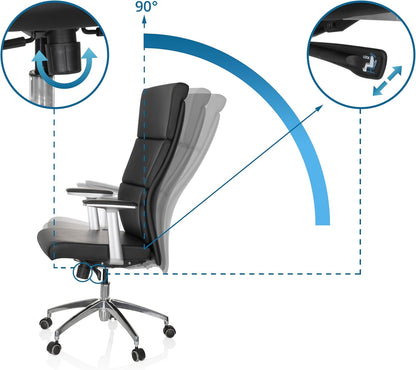 hjh OFFICE 600400 directiestoel MONZA 20 leder zwart bureaustoel bureaustoel bekleed hoge rugleuning