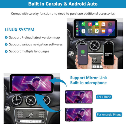 Autoradio – Auto Radio – Multimedia Radio – Inbouw Radio – Touchscreen – 12,3 Inch HD Scherm – Draadloos Apple Carplay & Android Auto – Compatibel NTG 5.0/5.1/5.2 Mercedes Benz 2015-2018