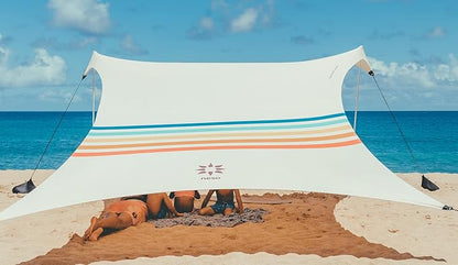 Neso Tents Strandtent met zandanker, draagbare luifel, zonnescherm, 2,1 x 2,1 meter, gepatenteerde versterkte hoeken, regenboog