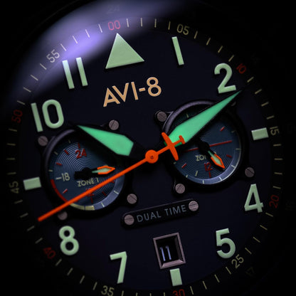 AVI-8 Hawker Hurricane Carey AV-4088, 43,5 mm, Japans kwarts-pilotenhorloge met lederen of roestvrijstalen band