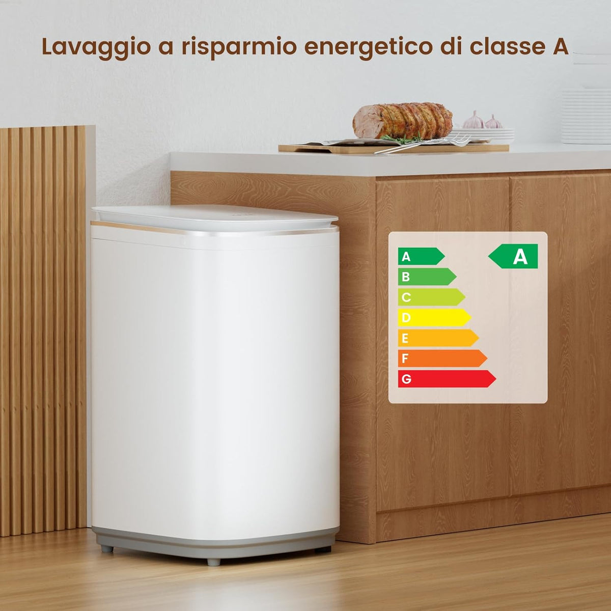 HAVA Mini washing machine, 3 kg, 8 programs, 40 °C and 60 °C hot washing options, capacity 22.7 litres, small washing machine, camping washing machine with spin, supports upstairs drain - QUORE