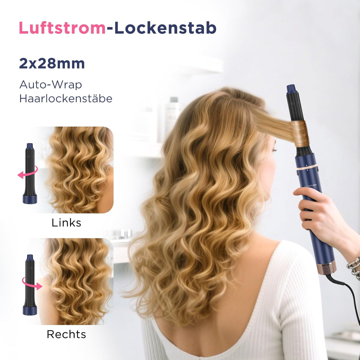 5-in-1 Airstyler – Haarstyler – Haardroger – Warme Luchtborstelset – Föhnborstel – Blauw – Drogen En Stylen In Eén – Geschikt Voor Verschillende Looks