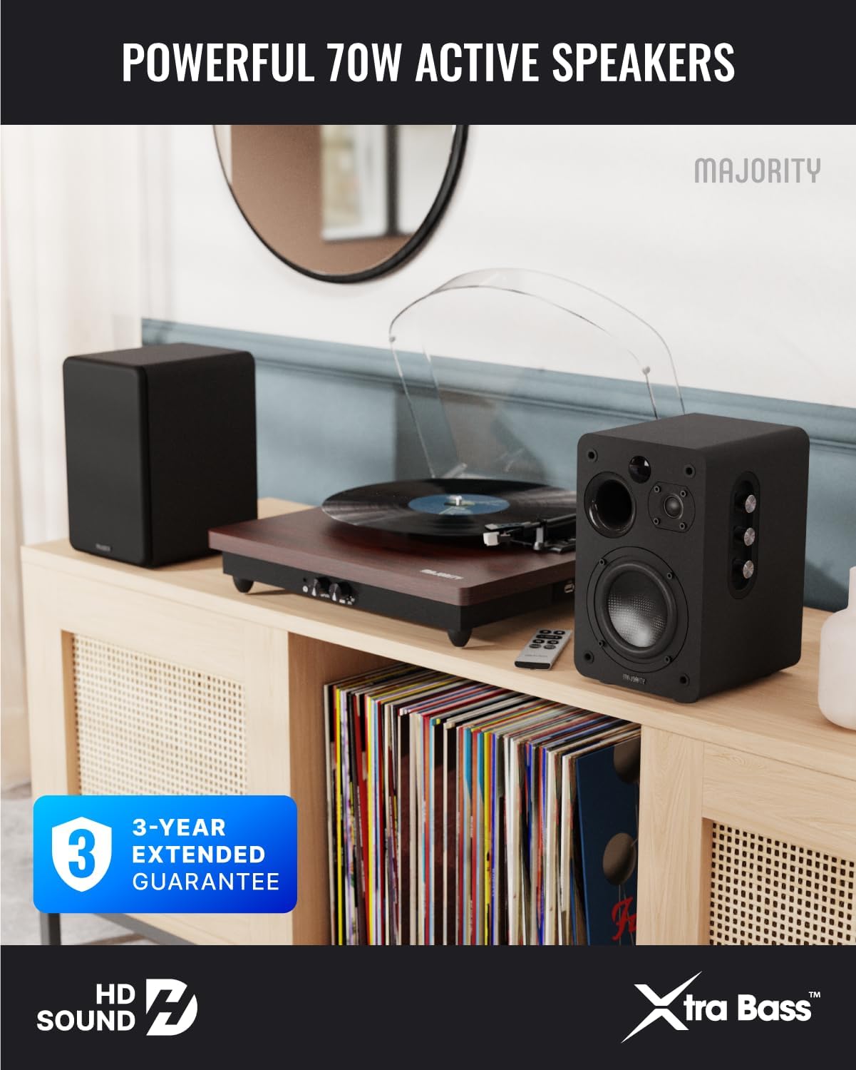 Actieve Boekenplankluidsprekers Wit – Bluetooth Luidsprekers – Tv Luidsprekers – Platenspelerspeakers – Hifi Luidsprekers – 70W Totaal Vermogen – Bluetooth 5.3, HDMI ARC, Optisch, Phono, AUX En USB