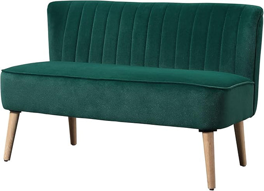 2-Zits Bank – Loveseat – Tweezits Sofa – Zetel – Tweepersoons Bank – Groen – Scandinavisch Ontwerp – Stevig Houten Frame - QUORE