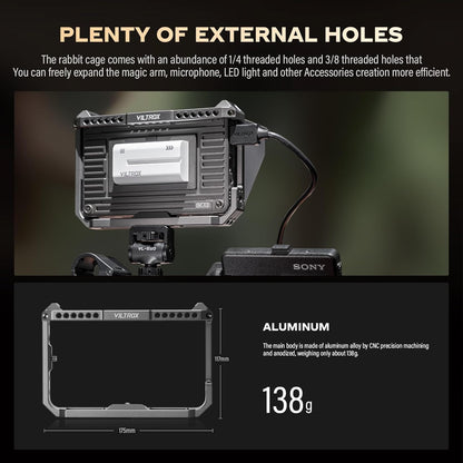 VILTROX DC-X2 DCX2 Rig Cage Kit camera fieldmonitor touchscreen met 2000Nit 6 inch 4K HDMI cameramonitor met accu Full HD 1920x1080 IPS 3D LUT met zonnekap voor Sony Canon Nikon DSLR