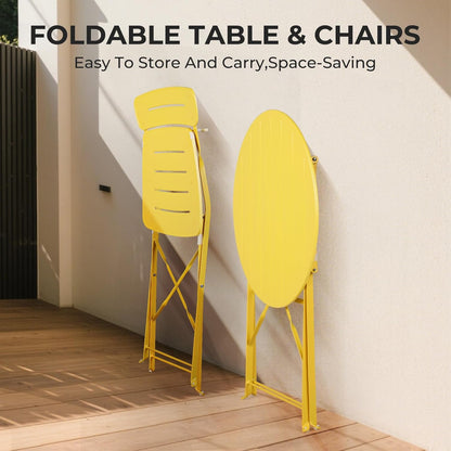 Grand patio Bistrotafel met 2 stoelen, balkonmeubelset, 3-delig, terrasmeubels, weerbestendig, bistroset, balkon, tuin, meubelset voor klein balkon (geel)