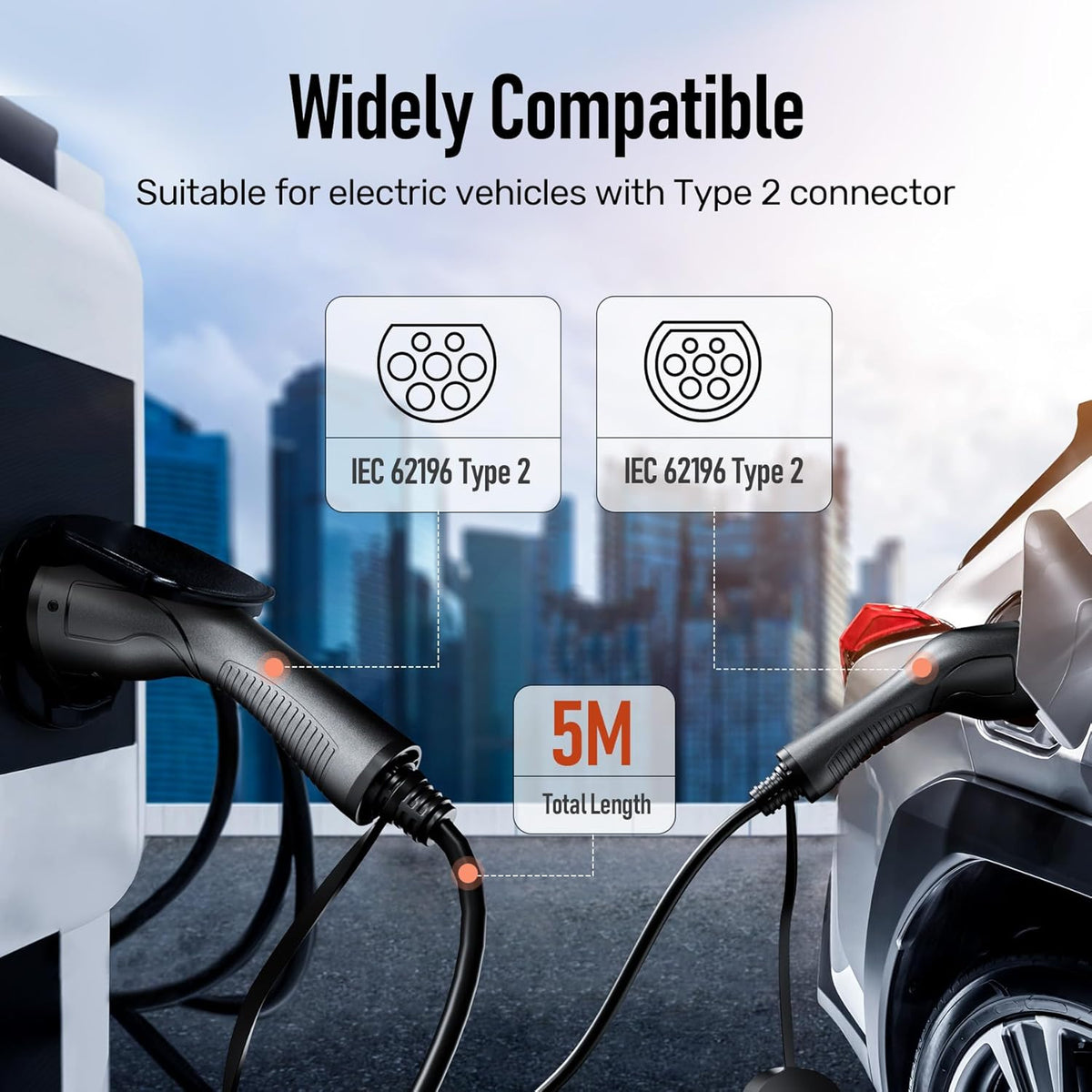 <font dir="auto" style="vertical-align: inherit;"><font dir="auto" style="vertical-align: inherit;">        Alxum Type 2 charging cable, 11 kW/16 A/5 meter, 3-phase, type 2 to type 2, EV charging cable for electric cars, with carrying case, compatible wit