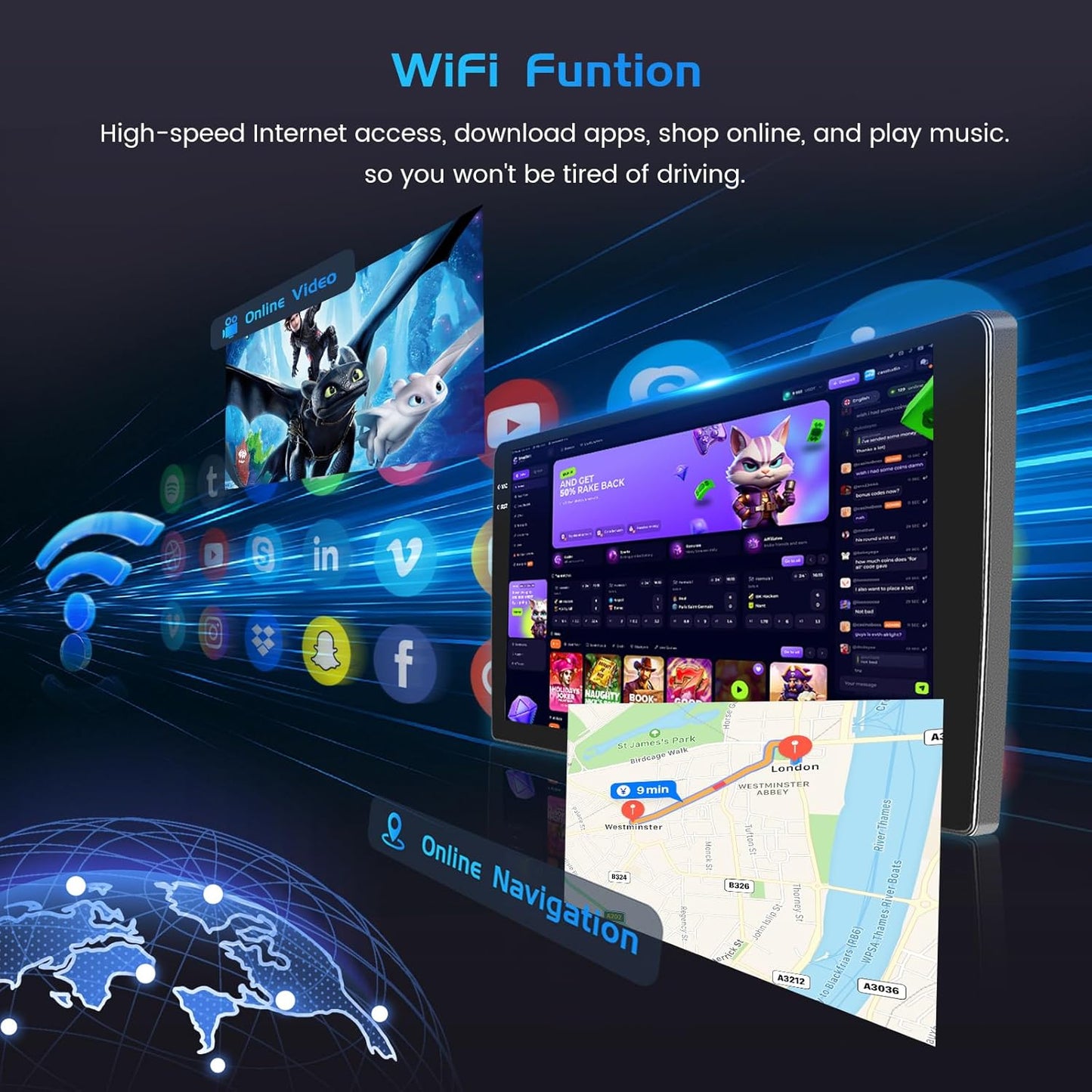 Autoradio – Multimedia Systeem – Navigatie Module – Auto Stereo – Infotainment Unit – Android 15 Systeem – 9-Inch In-Cell Touchscreen