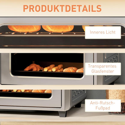 Mini Heteluchtoven – Mini Oven – Convectie Oven – Airfryer – Heteluchtfriteuse – 24 Liter Inhoud – 1600 Watt Vermogen - QUORE