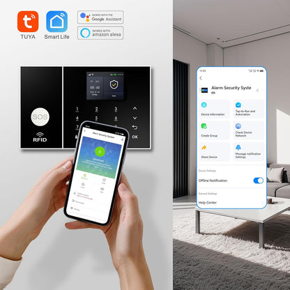 Draadloos huisalarmsysteem met 1080P IP66 waterdichte camera, doe-het-zelf wifi-alarmsysteem voor thuisbeveiliging met app-waarschuwing, bewegingsmelder, deursensoren, sirene, compatibel met Alexa en