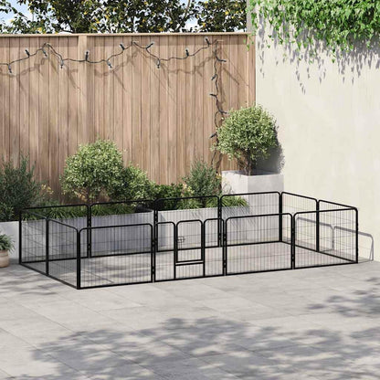 vidaXL Dog run with 12 panels 80x60 cm steel black