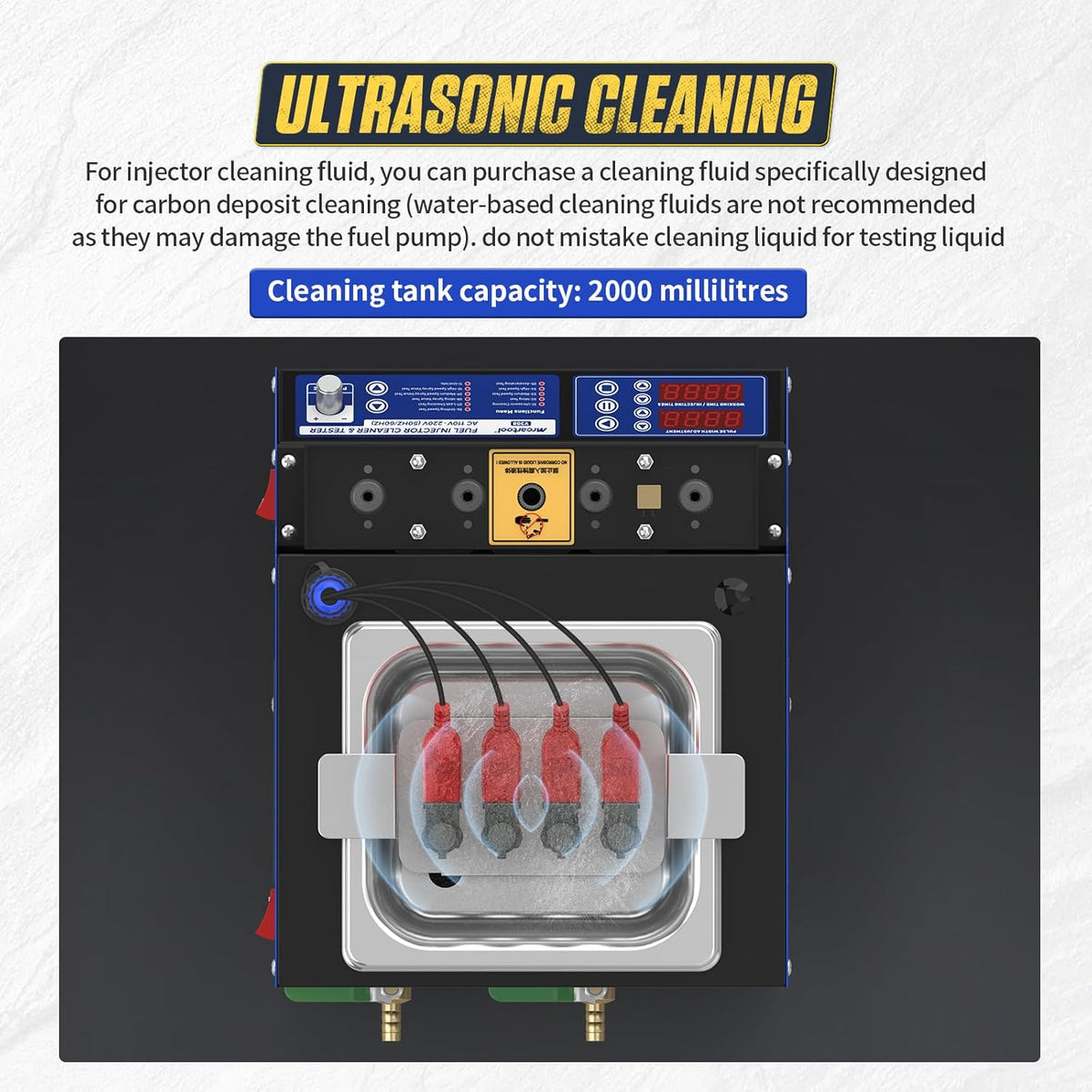 Injectiereiniger – Injector Cleaner – Brandstofsysteem Reiniger – Injector Tester – Ultrasone Reiniger – 4 Cilinders – Effectieve Koolstofverwijdering – Real-time Functietest