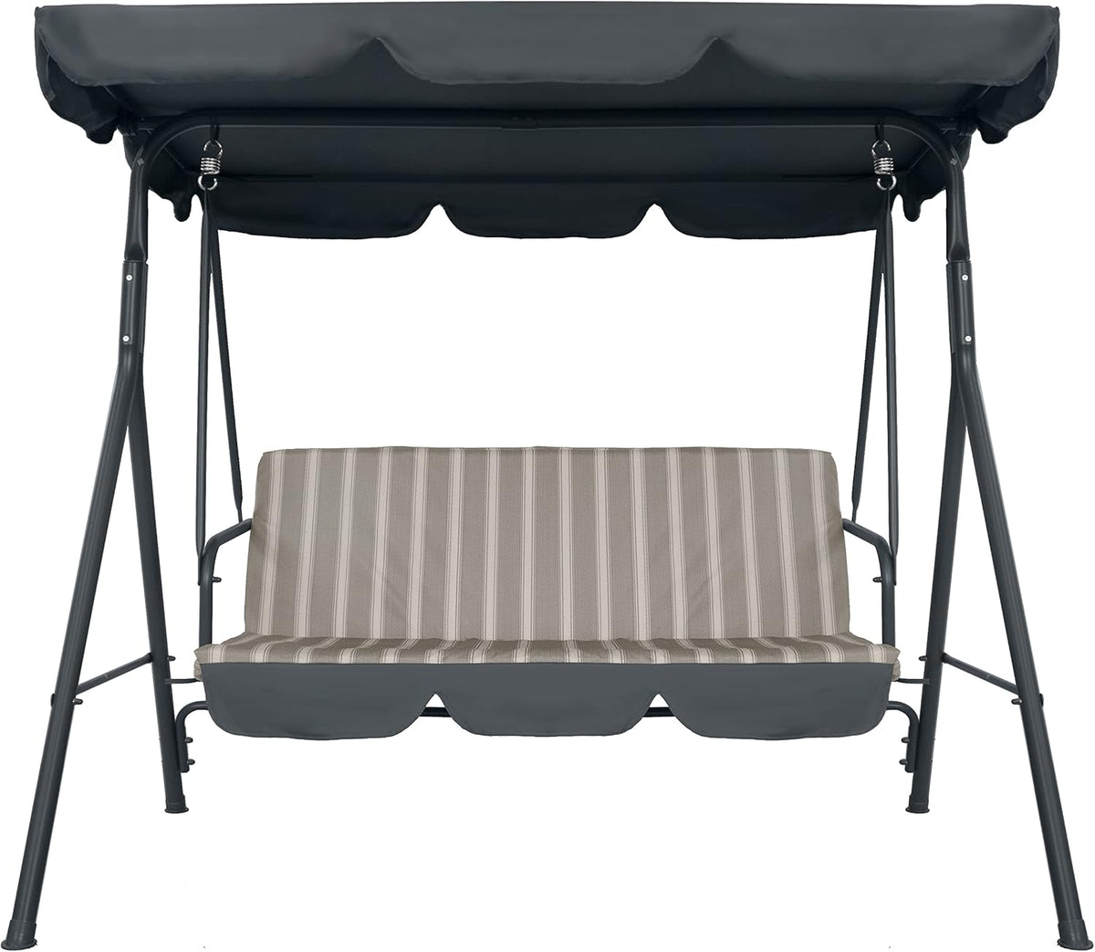 3-Seater Garden Swing Bench with Adjustable Sun Canopy, Tiltable Brown