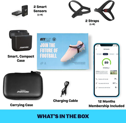CITYPLAY Slimme Voetbaltracker voor Voetbalschoenen door Playermaker, Volg 25+ Statistieken, Inclusief 12 Maanden Toegang tot de CITYPLAY Voetbaltrainingsapp, Geavanceerder dan GPS, Middelgroot