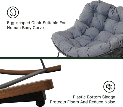 Grand patio Schommelstoel voor in de tuin, schommelstoel, relaxstoel met zachte bekleding, belastbaar tot 150 kg, voor tuin, slaapkamer, woonkamer, hoek, veranda, lichtgrijs