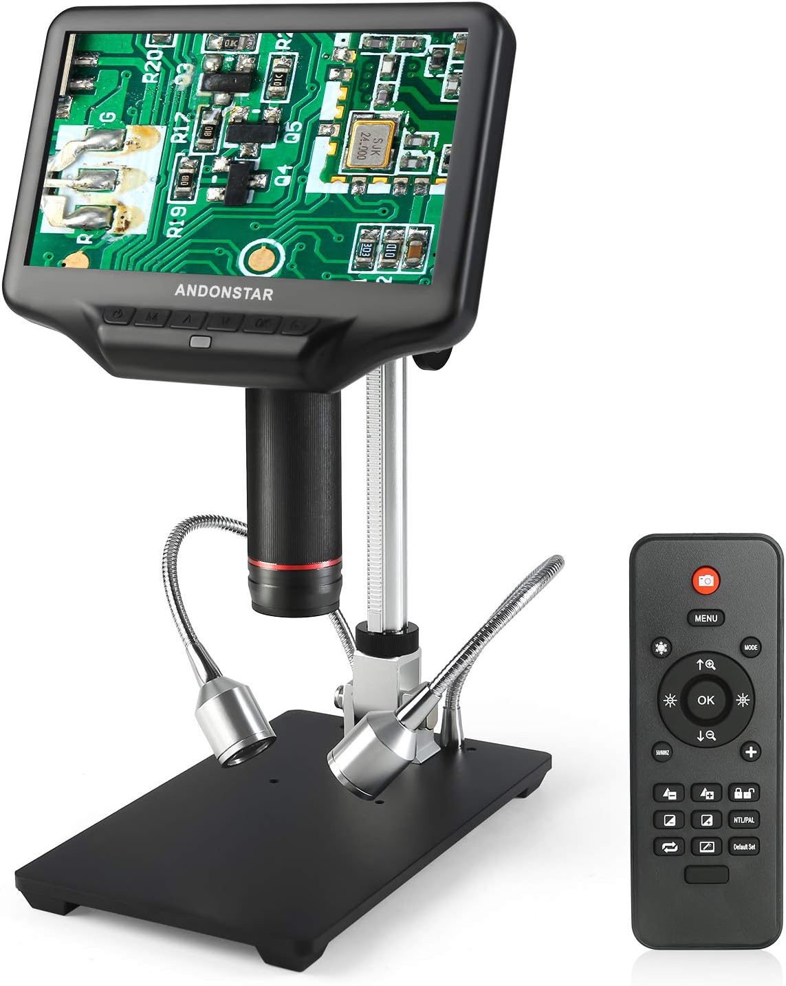 Andonstar AD407 3D HDMI Soldering Digital Microscope met 4MP UHD en 7 inch verstelbare LCD-scherm USB-videomicroscopen voor telefoonreparatie SMT SMD DIY