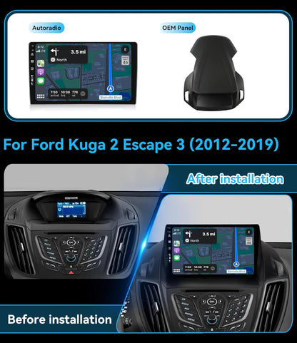 MSD Autoradio Voor Ford Kuga (2013-2018) | Android 14 GPS Navigation Radio | CarPlay Android Auto Stuurwiel DAB 4G Dual-Band WiFi DSP Bluetooth | Camera | 2 Din 9 Inch