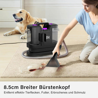 Tapijtreiniger – Meubelreiniger – Bekledingreiniger – Bankreiniger – Autostoelreiniger – Nat-Droogstofzuiger – Dierenhaarborstel – 450W Krachtige Zuigkracht