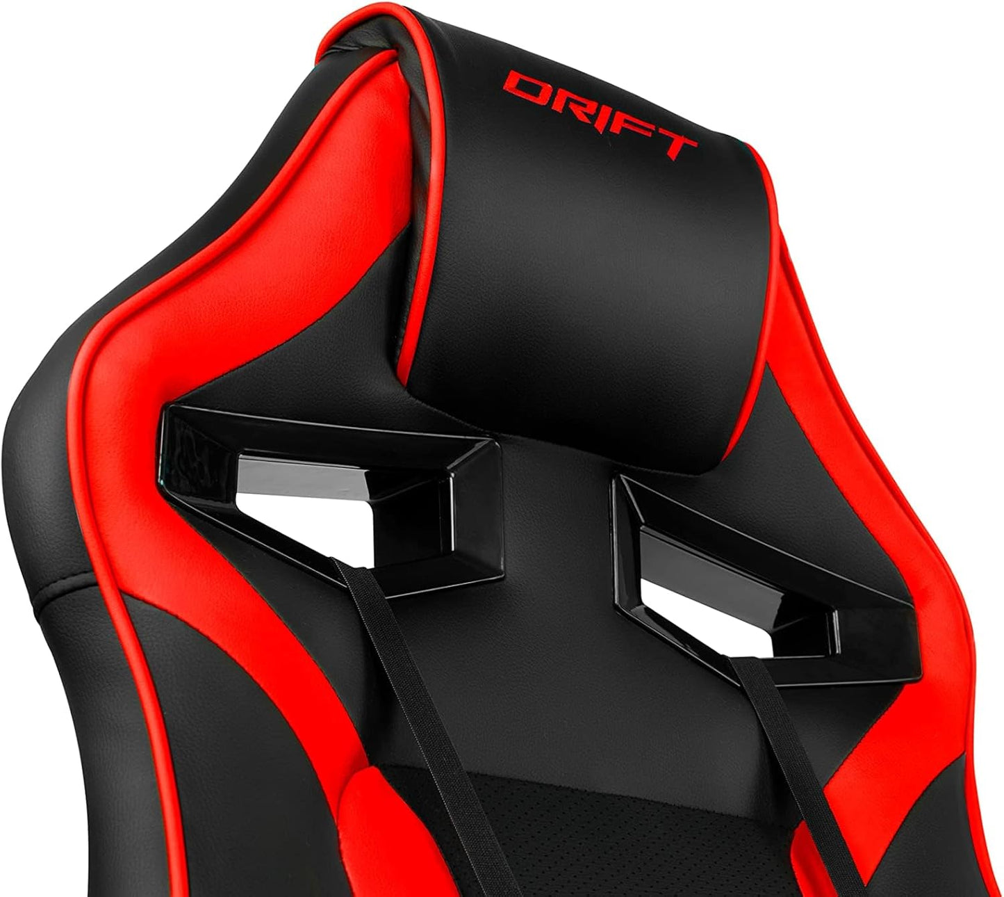 DRIFT GAMING Chair DR50 -DR50BR- Gamestoel, professioneel, in hoogte verstelbaar, tuimelstoel, gevoerde armleuningen, kunstleer, 67 x 122-131 x 67 cm, rood/zwart